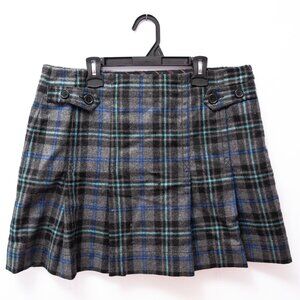 Gap Wool Blend Mini Skirt Sz 10 Blue Gray Plaid Dark Academia Emo Vintage Y2K